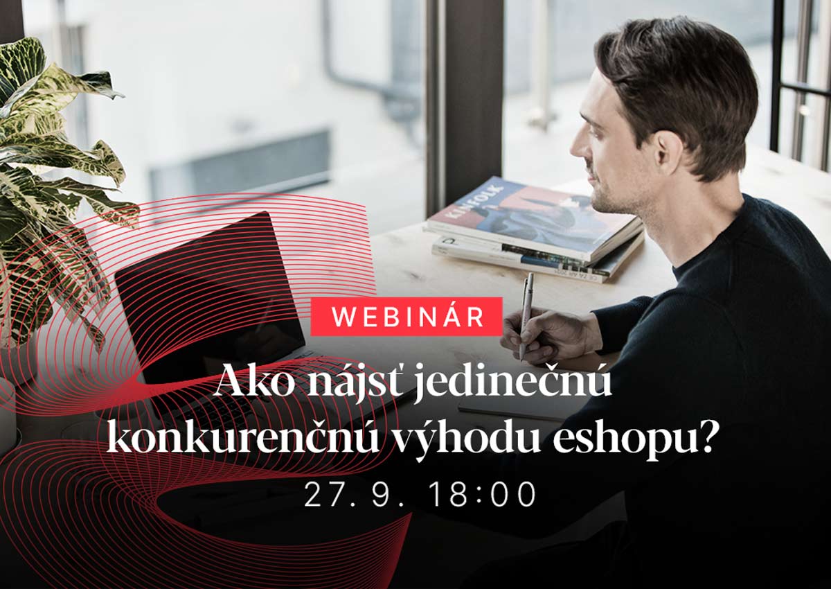 Doplnkový obrázok s nápisom. Webinár o tom ako nájsť konkurenčnú výhodu ESHOPU.